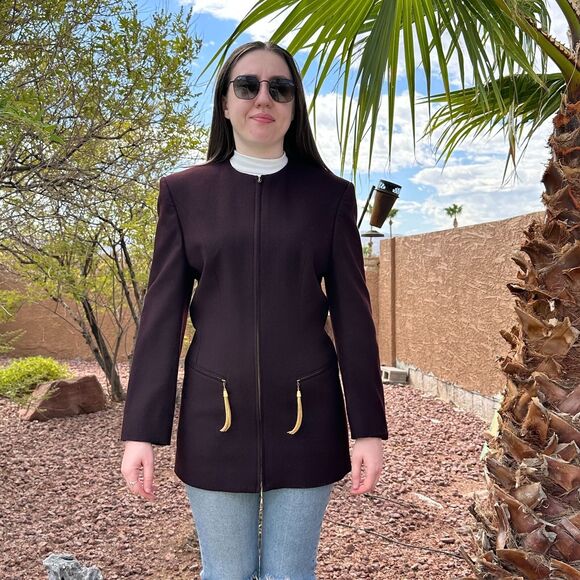 Vintage 1980s Louis Feraud Wool Women's Size 6 Purple Tassel Made In W Germany - Picture 8 of 12